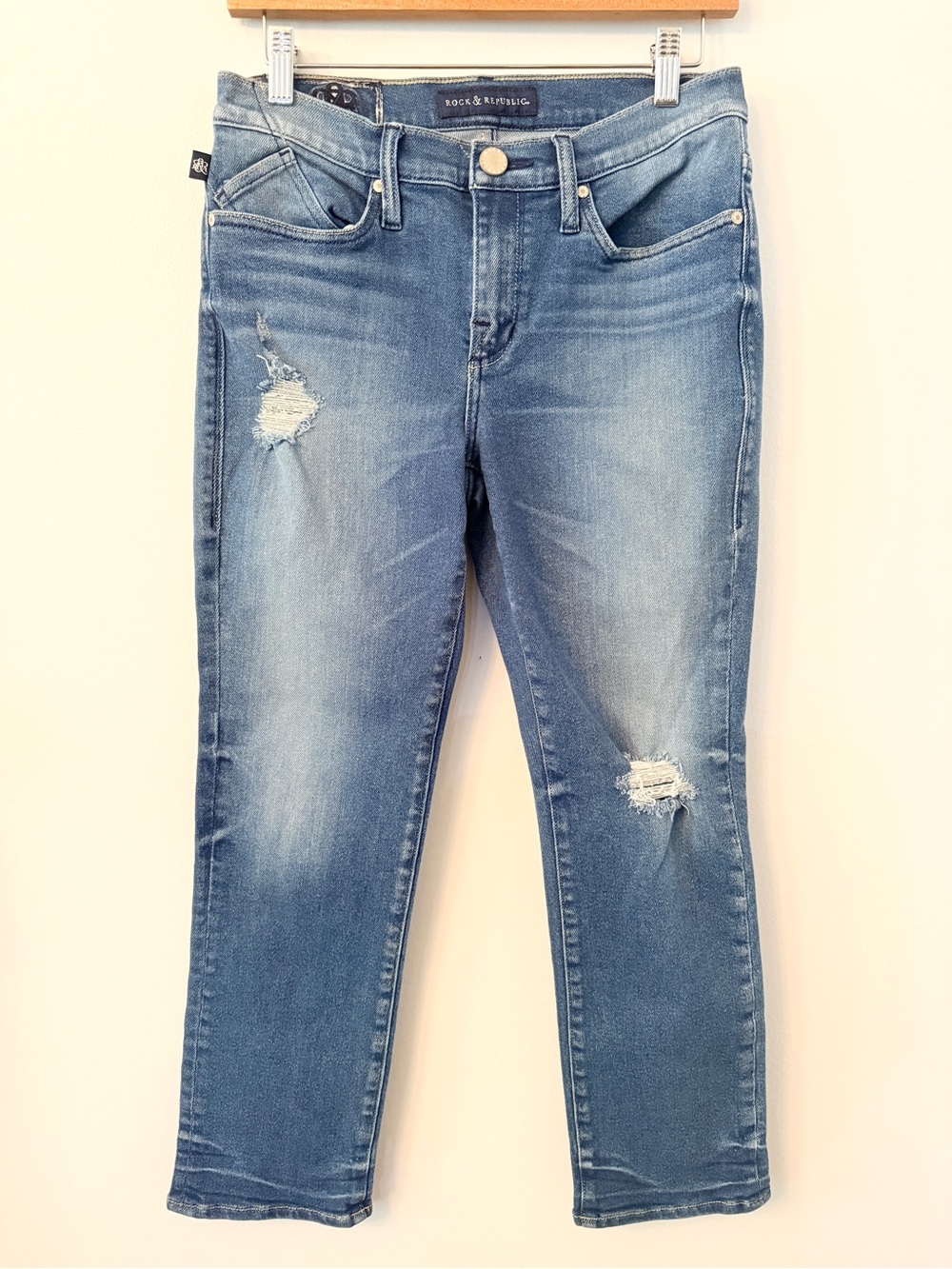 Rock & Republic Cropped Distressed Jeans Size 6 Sample Pair